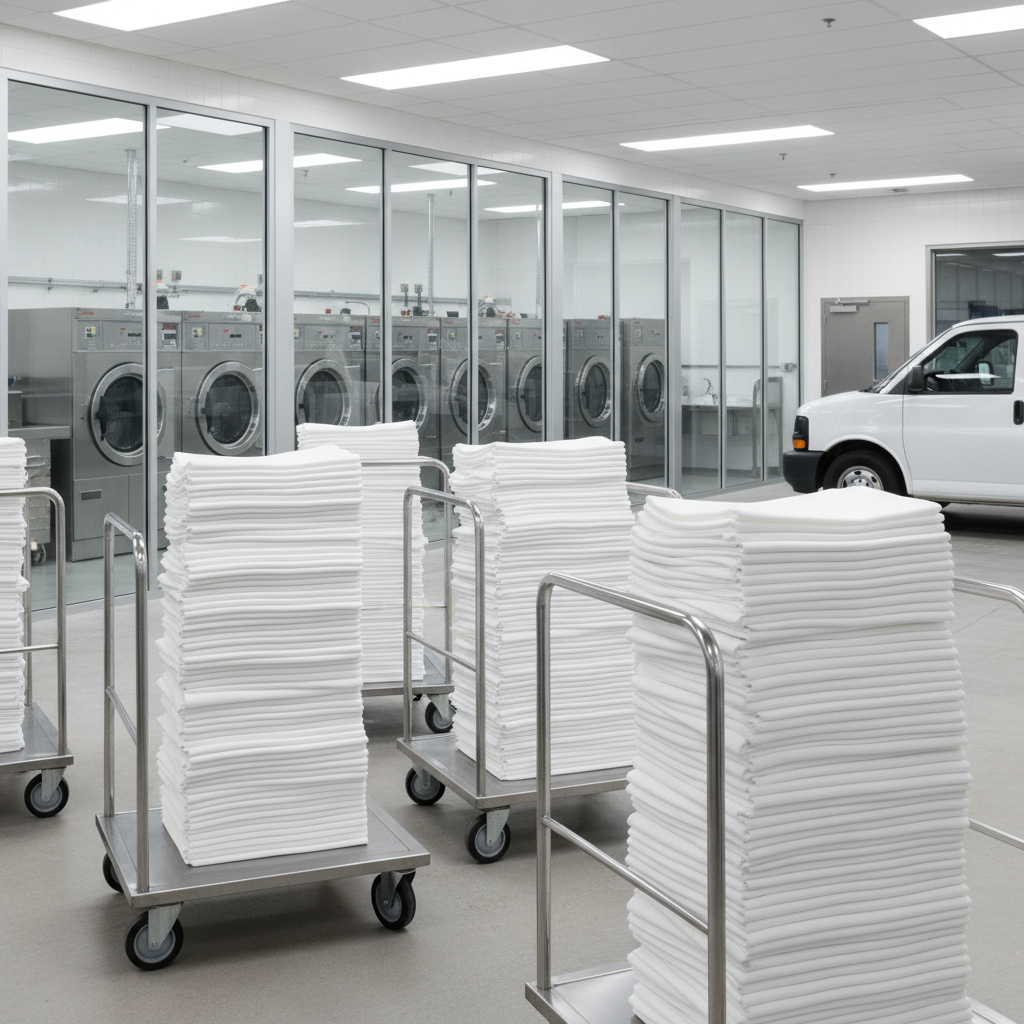 خدمة استلام وتوصيل للبياضات التجارية في الدوحة